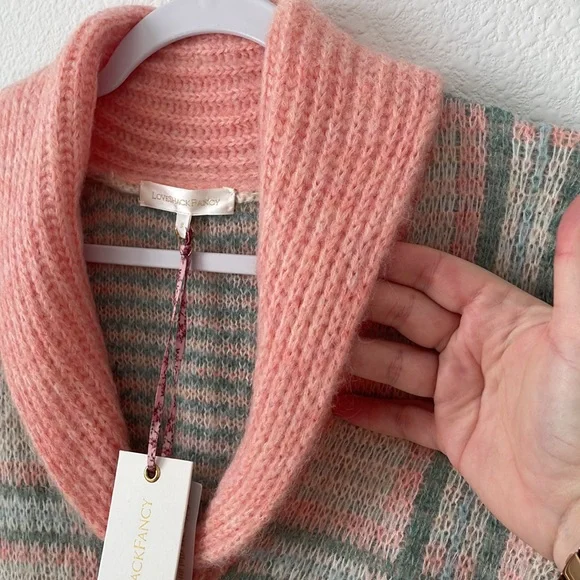 Love Shack Fancy Jeeves Plaid Button Down Wool Cardigan NWT Small Pink Preppy - Picture 10 of 10